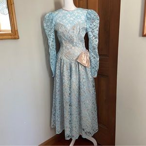 NEW Vintage Dance Allure Alfred Angelo 9/10 Medium? Dress Floral Lace Illusion